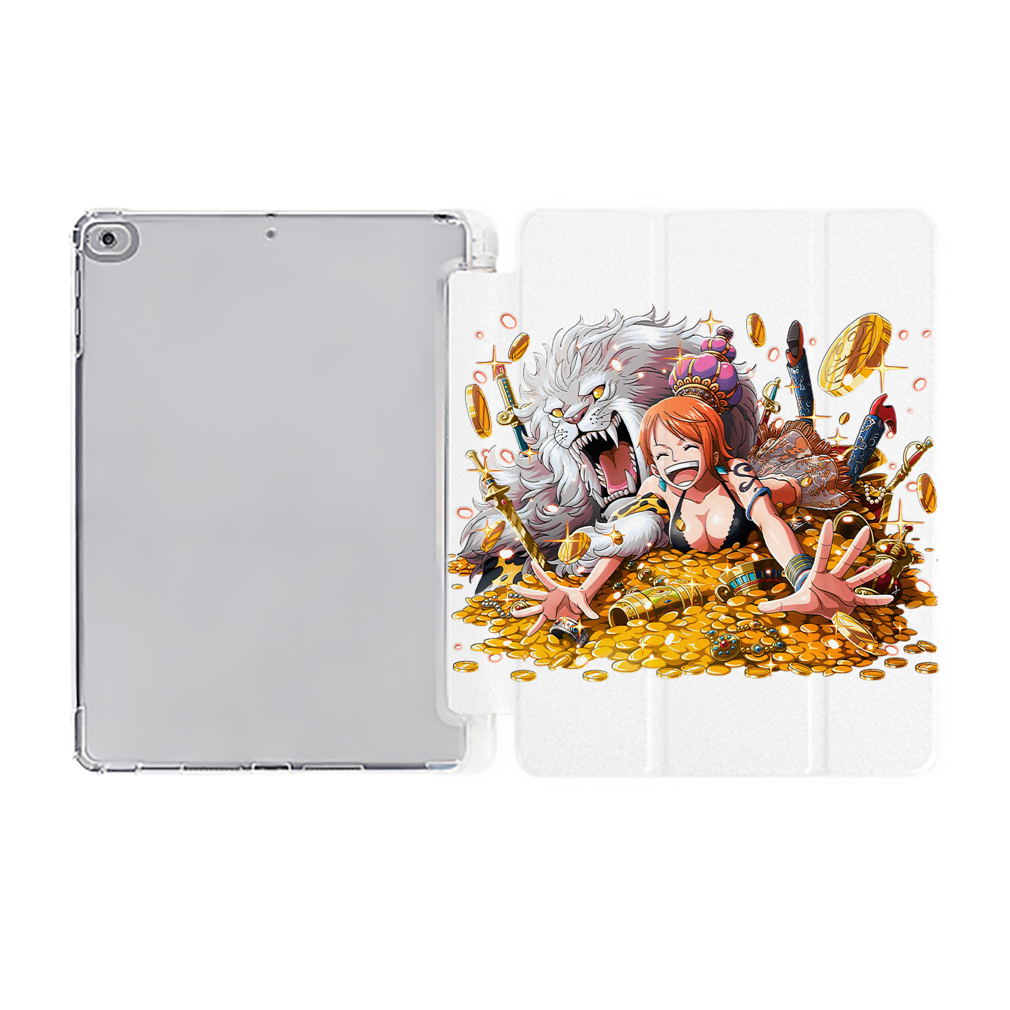 （画像用） ワンピース ナミ ONE PIECE Nami IPad ケース ペン収納付き 三つ折りスタンド PUレザー×シリコン 対応機種9.5/10.5/10.9インチ